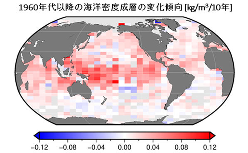 地球温暖化に伴う海洋密度成層の強化を検出